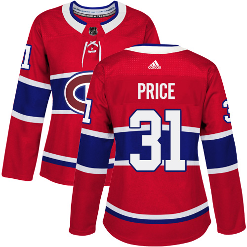 Adidas Montreal Canadiens 31 Carey Price Red Home Authentic Women Stitched NHL Jersey